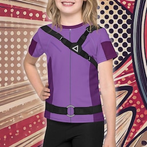 Kate Bishop Hawkeye Hero All-Over Print Kid&#39;s Costume T-Shirt | Hawkeye Halloween Party Costume Idea | Theme Park Bounding Kid Outfit