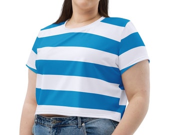 Clumsy First Mate Blue Striped Mr. Smee-Inspired All-Over Print Costume Crop T-Shirt