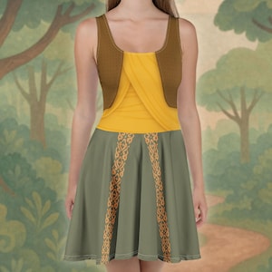 Princess Raya Inspired Raya and the Last Dragon All-Over Print Costume Skater Tank Dress | Raya Race Outfit | Raya Halloween Dress