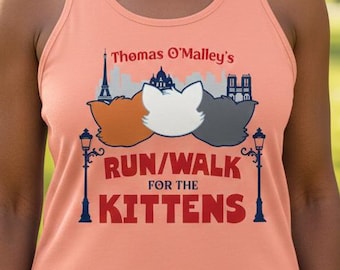 Aristocats Inspired Race Tank Top | Thomas O'Malley's Run/Walk for the Kittens Women's Ladies Ideal Racerback Tank