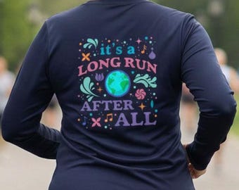 Small World *Back Print Only* Women's Long Sleeve Shirt | Theme Park Ride Inspired Performance V-Neck Tee | runDisney Long Run After All