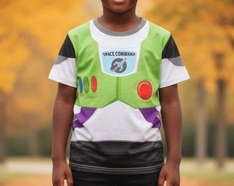 Buzz Kid's T-Shirt | Toy Story Space Ranger Action Figure Lightyear Inspired Costume Top for Kids