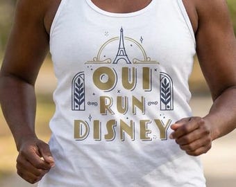 Oui Run Disney Racerback Tank Top | Funny French Pun runDisney Runner Women's Ladies Ideal Racerback Sleeveless Top