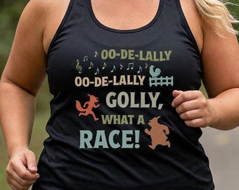 Camiseta de alto rendimiento Golly What A Race / Camiseta técnica o camiseta sin mangas estilo racerback inspirada en el Robin Hood animado retro / Camiseta para correr Oo-De-Lally