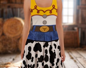 Jessie Dress | Toy Story Inspired Women's Skater Tank Dress | Athletic Cowgirl Costume