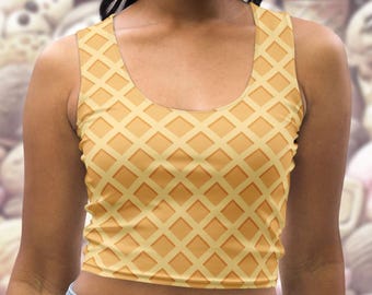 Waffle Crop Top | Ice Cream Cone or Stroopwafel Women's Cropped Tank Top