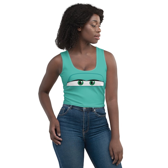 Classic Turquoise Car Spoof All-Over Print Costume Women's Crop Tank Top