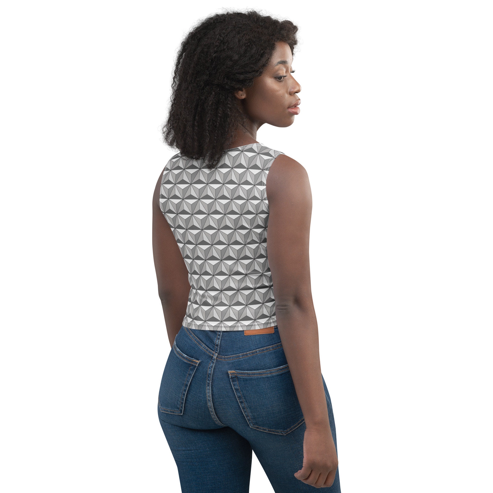 Epcot Triangle Pattern Spaceship Earth Crop Top | Epcot Inspired Geometric Prismatic Triangle ...