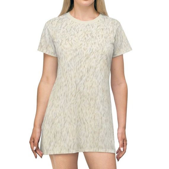 Wampa Yeti Abominable Snowman White Fur All-Over Print Costume T-Shirt Dress