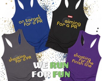 Hawkeye Runner Tank Tops | Avenger Inspired Racerback | Running & Archery Mashup Slogans
