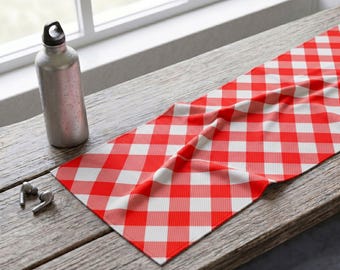 Picnic Cooling Towel | Red Gingham Print Moisture-Wicking Sport Scarf