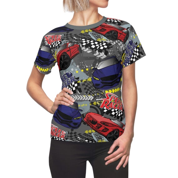 Speed Racer Race Cars Checkered Flag All-Over Print Costume Lightweight Women's T-Shirt
