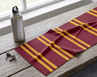 Wizard Cooling Towel | Magical School House Red & Yellow Striped Scarf Quick-Dry Sport Scarf