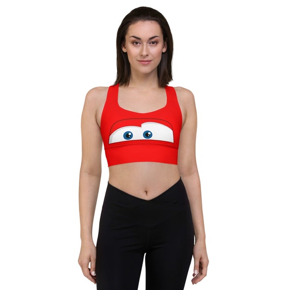 Fun Red Car Spoof Racerback Medium-High Support Longline Costume Sports Bra