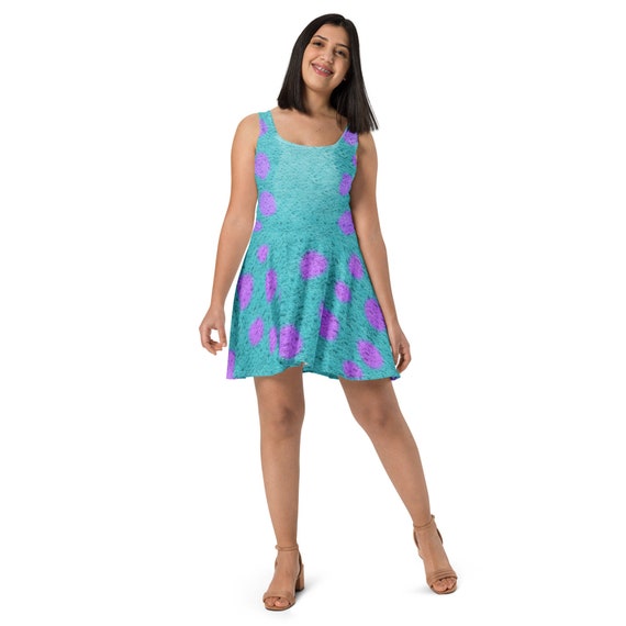 Sulley Monsters Inc Inspired All-Over Print Costume Skater Tank Dress