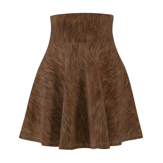 Emile Wookiee Bullseye Brother Bear Brown Fur All-Over Print Costume Skater Skirt