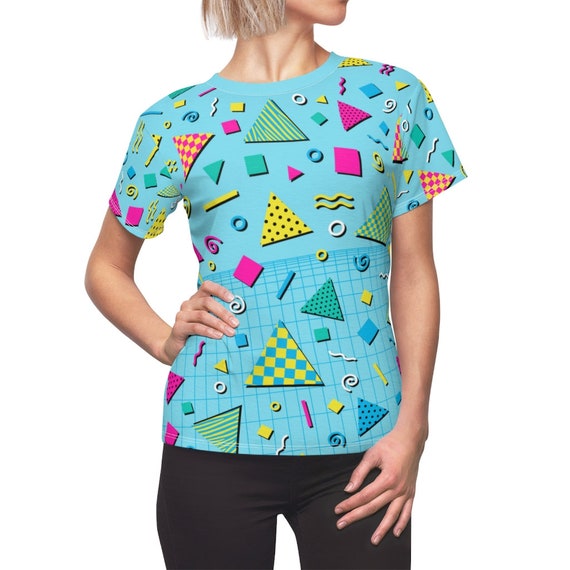 Retro Marathon Inspired Geometric Pattern All-Over Print Women&#39;s Lightweight Costume T-Shirt