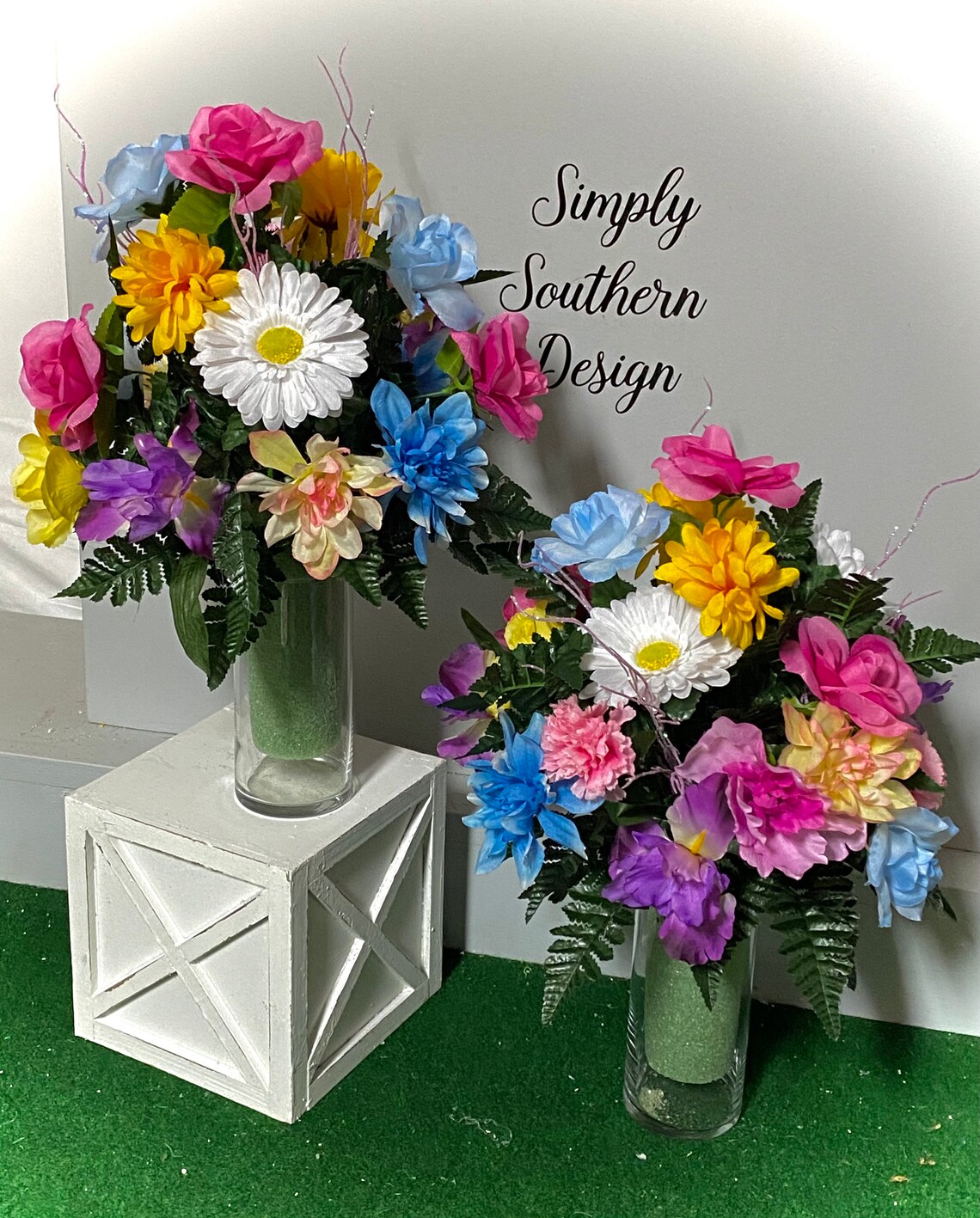 Affordable 2 Cemetery Vases Flowers Affordable Headstone Etsy