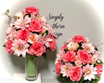 Cemetery Vase Cone Large Easter 1 or 2 Grave Decorations Tombstone Pink Coral Salmon Spring Easter Mother’s Valentines Day