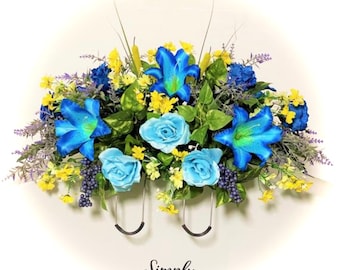 Sella Per Fiori Da Cimitero - Decorazione Resistente Per Lapidi Con Fiori Artificiali