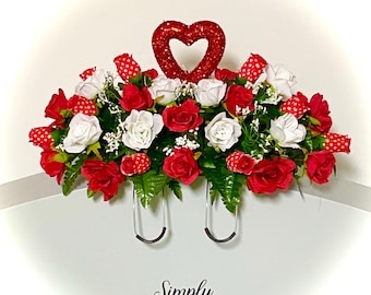 Headstone Saddle Valentine’s Heart Roses Cemetery Flowers Sweetheart Arrangement Grave Decorations Tombstone Valentine’s Day