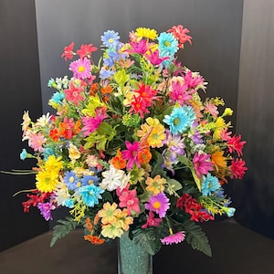 X-Large 24x21 Wildflower Cemetery Vase Decoration – Grave Headstone Memorial Flowers
