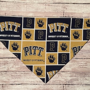 University of Pitt Dog Scarf- Personalized- Pitt Dog Scarf-  College Football Dog Scarf- Over the Collar-Slip on Scarf- Cat Bandana