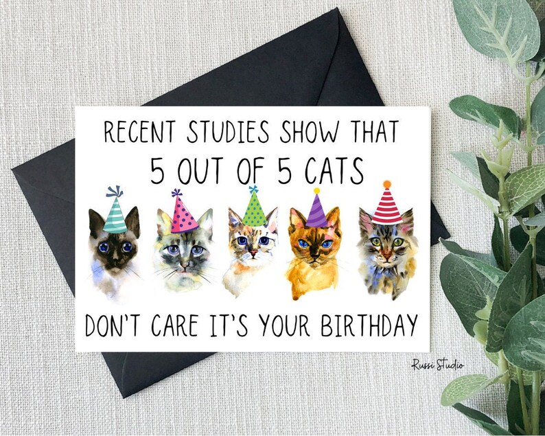 Funny Cat Printable Birthday Card Funny Cat Card Birthday - Etsy