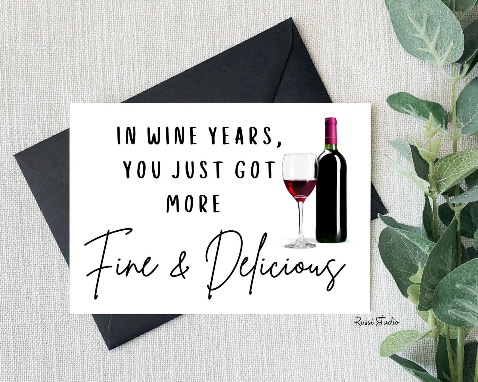 Printable Wine Birthday Card Fine and Delicious Wine Funny Etsy