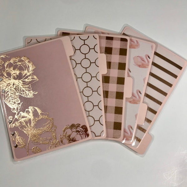 Planner dividers | 5 tabs | Rose Gold Blush | laminated | personal wide | personal | pocket | A5 | A 6 |