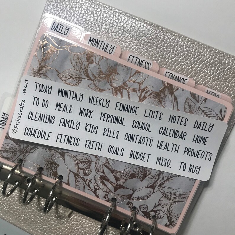 Planner divider stickers label your tabs matte clear or Etsy