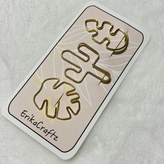 Gold leaf paper clips set of 3 Etsy