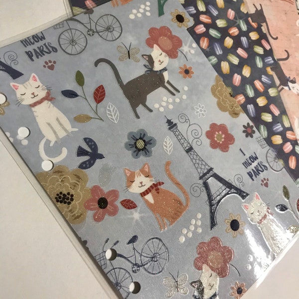 Planner dividers - Cats in Paris!- double sided - laminated- several sizes available