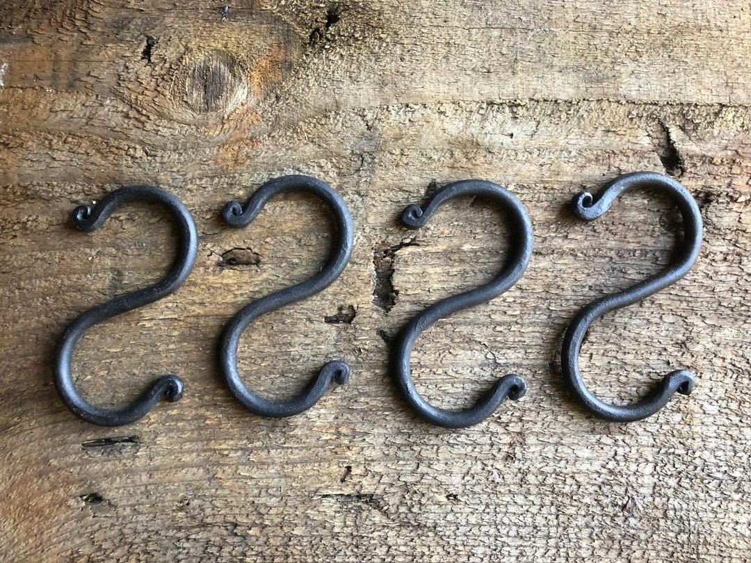 Four Handmade Wrought Iron Butcher Rail Hooks S Hanging Hook 8.5cm. Etsy