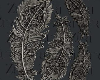BOHEMIAN FEATHERS Set 2 | Zuri Molds | Resin | Silicone | Food Safe | Scrap Booking | DIY Crafts | Feathers