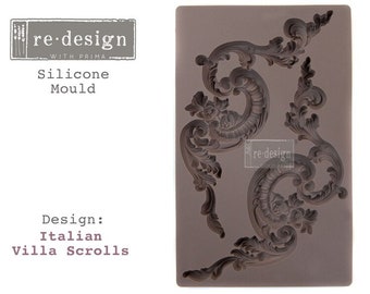 Re-Design with Prima "ITALIAN VILLA SCROLLS" 5 x 8 mould, home decor, stencils,  furniture, transfers, prima moulds