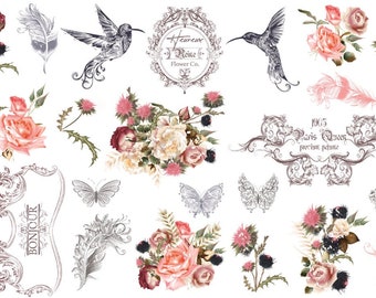 JARDIN D'OISEAUX  Hokus Pokus transfer - 35"x 23" Landscape - Cuttable design