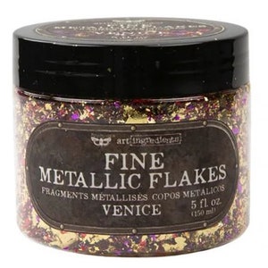 Redesign with Prima Fine Metallic Flakes "VENICE"  Finnabair Art, Metal Flakes for Mixed Media, Decoupage, Gilding, DIY Projects, Home Decor