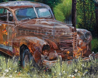 THIS RUSTY CAR - Re-Design with Prima Decoupage Rice Paper - A1 Decoupage Mulberry Tissue Paper 23.4" x 33.1"