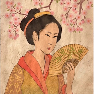 REVERSED GEISHA - A3 - Mint by Michelle Decoupage Paper