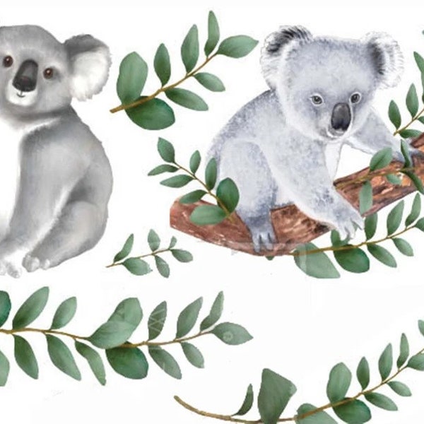 NEW "FRIENDLY KOALA", 3 sheets - 6"x12" , Rub On Transfers For Furniture, Furniture Decals, ReDesign With Prima Transfers,