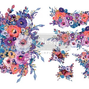 LUMINOUS BLOOMS, H20 - 2 sheets - ReDesign With Prima - Water Transfers - Water Slide Decals