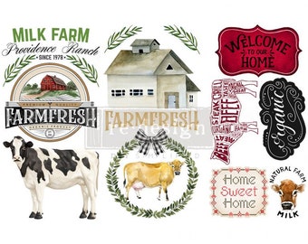 HOME & FARM - 3 sheets - 6"x12" , Rub On Transfers For Furniture, Furniture Decals, ReDesign With Prima Transfers,