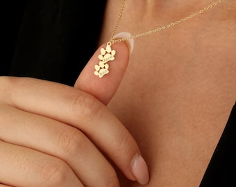 Paw Print Name Necklace, Personalized Tiny Dog Paw Necklace, Minimalist Paw Necklace, Animal Necklace, Pet Necklace, Christmas Gift