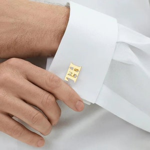 Gemelos con nombre personalizado, gemelos con inicial de oro personalizados, gemelos de boda para novios, regalo para padrinos de boda, regalo de cumpleaños para él, regalo de Navidad