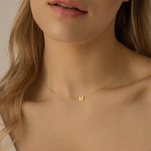 Sierlijke eerste ketting Aangepaste brief charme ketting Delicate gelaagdheid ketting Verjaardagscadeau voor haar, Moederdag cadeau afbeelding 7