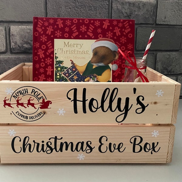 Personalised Christmas Eve Box, Personalised Christmas Eve Crate, Wooden Christmas Eve box