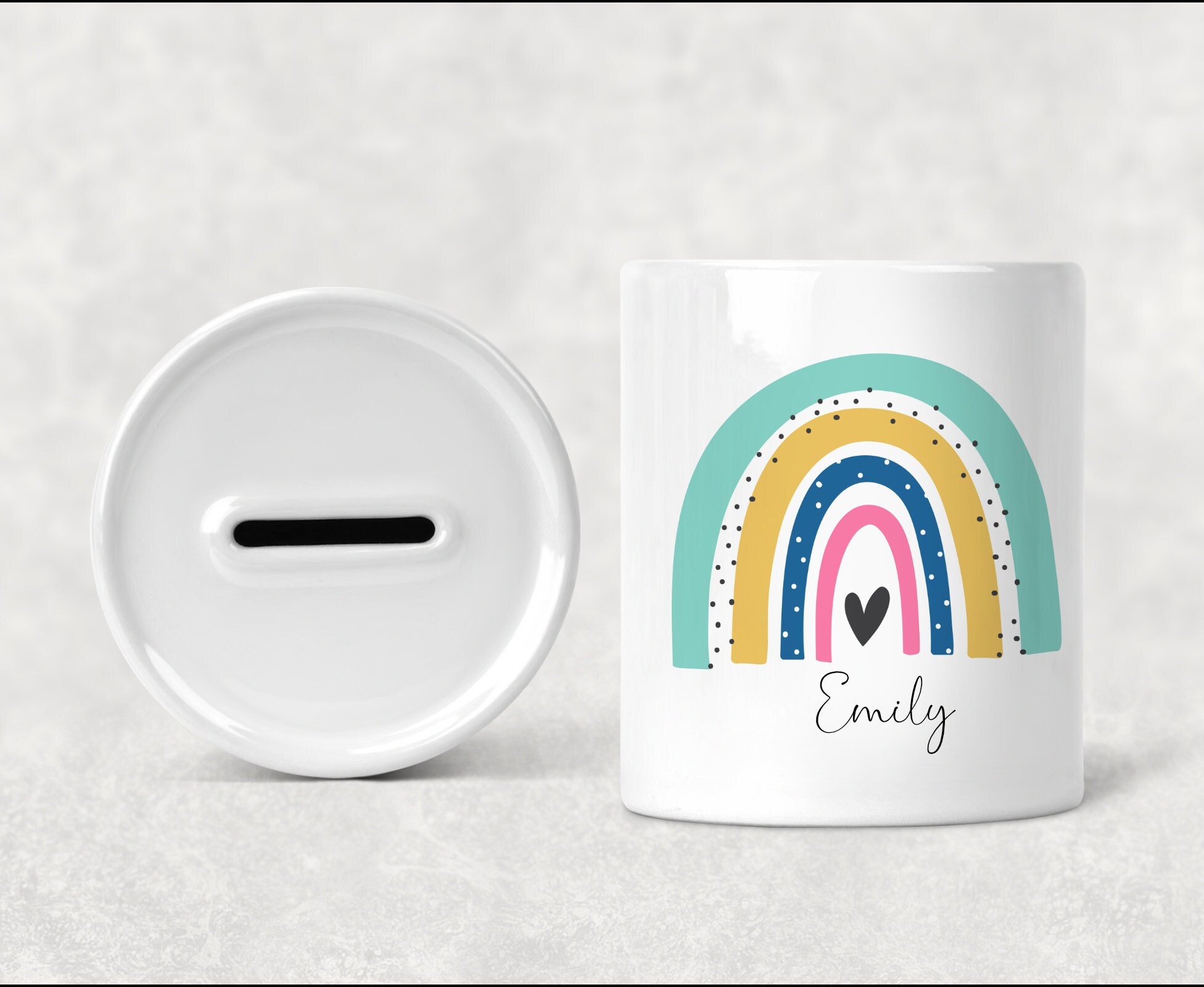Personalised Ceramic Money Box Rainbow Money Box Piggy Bank Etsy UK