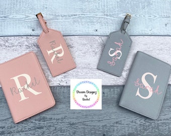 Personalised Passport cover, Personalised Luggage tag, Personalised travel set