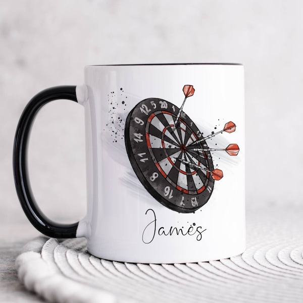 Taza de dardos personalizada, regalo para aficionados a los dardos, jugador de dardos, regalo para él, regalo para el día del padre